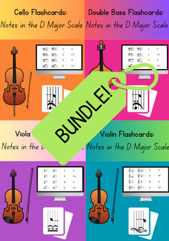 Preview of String Orchestra Flashcard Bundle: Notes in the D Major Scale