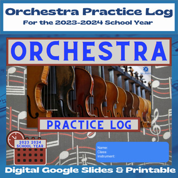 Preview of String Orchestra Practice Log - Digital and Printable for 2023-2024 School Year