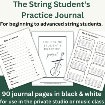 Preview of String Student's Printable Practice Journal for Beginning to Advanced Students