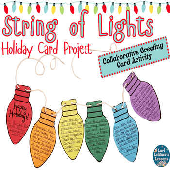 Preview of String of Lights Holiday Card Project * Writing * Gift Giving * SEL * Template