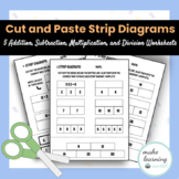 Strip Diagram Cut & Paste Worksheets Addition, Subtraction