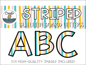 Preview of Striped Bulletin Board Letters (Classroom Decor)