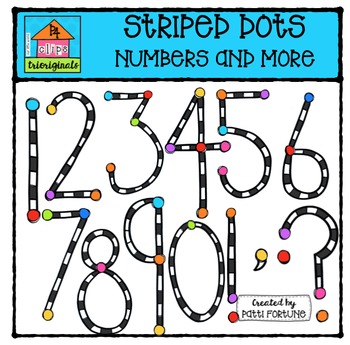 Preview of FREE Striped Dots Numbers {P4 Clips Trioriginals Digital Clip Art}