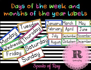 Preview of Striped calendar headers - days of the week and months of the year