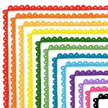 Preview of Stripes and Scallops Clipart Borders, Colorful Rainbow Doodle Clip Art Frames