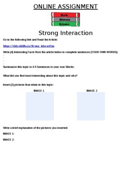 Preview of Strong Interaction Online Assignment