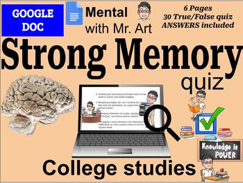 Preview of Strong Memory quiz- university - 30 True/False Questions with Answers 