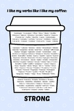 Strong Verbs Poster for Writing and Vocabulary- Blue with 