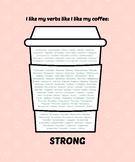Strong Verbs Poster for Vocabulary and Writing- Pink with 
