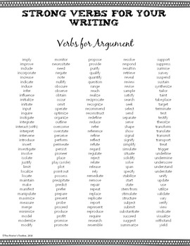 strong verbs for argumentative essays