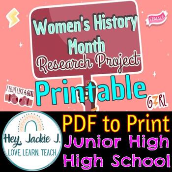 Preview of Strong Women History Month Research Project PDF Elementary Middle High School