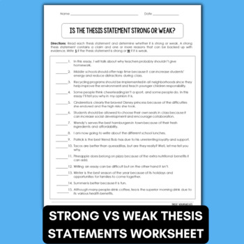 thesis strong or weak answer key