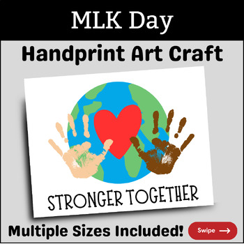 Preview of Stronger Together Hand Print Art Craft Activity, Winter MLK Day Paint Project