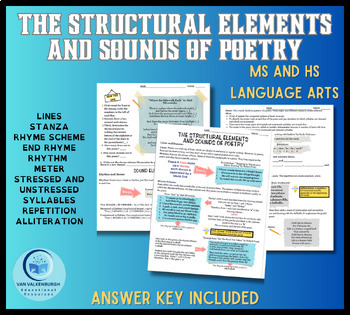 Preview of Structural Elements and Sounds of Poetry Worksheet