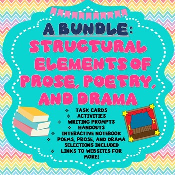 Preview of Structural Elements of Poetry Prose and Drama Task Cards, Activities, Printables