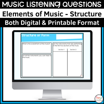 Preview of Structure Elements of Music Listening Questions for Song Analysis & Assessment