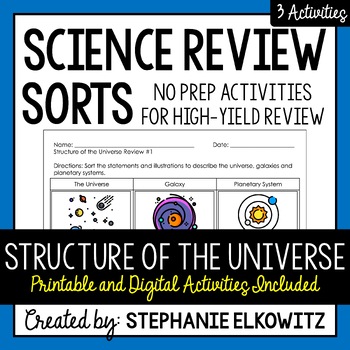 Preview of Structure of the Universe Review Sort | Printable, Digital & Easel