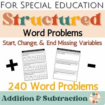 Preview of Structured Addition and Subtraction 1-10 Word Problems using Edmark Words