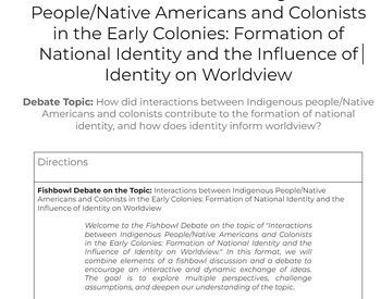 Preview of Structured Fishbowl Debates: Native Americans & Colonists in the Early Colonies