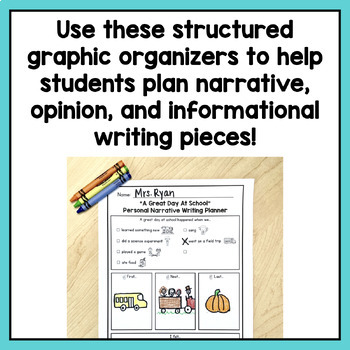 Narrative, Opinion, and Persuasive Writing Graphic Organizers for K-2