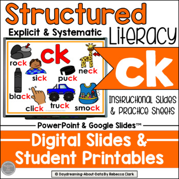 Preview of Consonant Digraph CK Lessons Worksheets Activities Structured Literacy