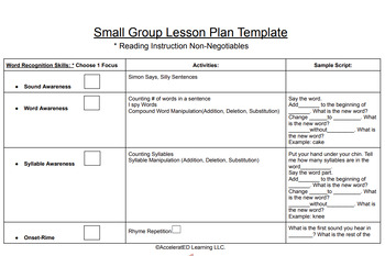 Preview of Structured Literacy Small Group Lesson Plan Template