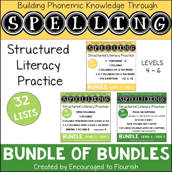 Preview of Structured Literacy Spelling Bundle Levels 4 - 6   V-E, Open & -LE SYLLABLES
