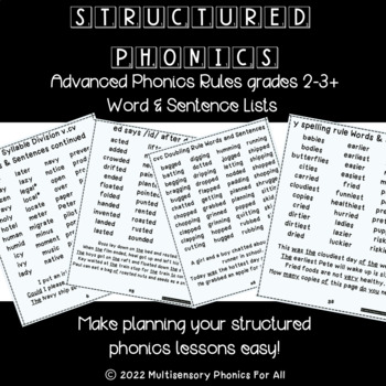 Preview of Structured Phonics Advanced Word Lists & Sentences-grades 2-3+ OG l SOR