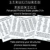 Structured Phonics Advanced Word Lists & Sentences-grades 