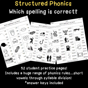 Preview of Structured Phonics:Which spelling is correct? Phonics Rules Practice- OG aligned
