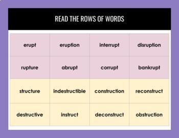 Preview of Structured Root Word Lesson on "Struct" and "Rupt"