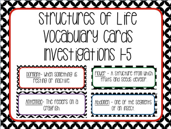 Preview of Structures of Life Vocabulary Cards