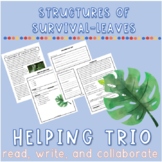 Structures of Survival - Leaves Helping Trio Reading Worksheets