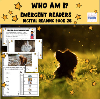 Preview of Struggling Readers -Common animals - who am I?  - Google Slides™ ebook - Book 26