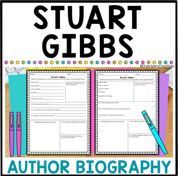 Preview of Stuart Gibbs Author Biography Research Outline Spy School Spy Camp