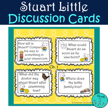 Preview of Stuart Little Novel Study Activity Discussion Cards for Each Chapter