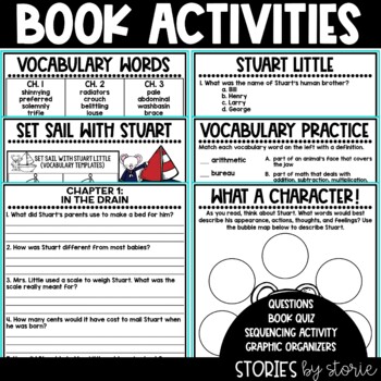 Stuart Little Book Questions, Vocabulary, & Mouse Craft by Stories by