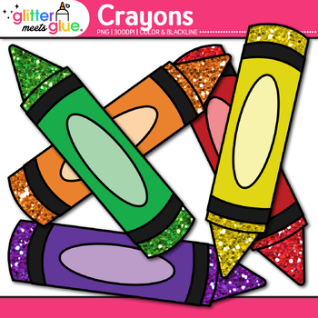 Crayon Clipart Back To School Supplies Graphics Glitter Meets Glue