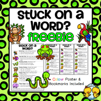 word reading attack stuck poster freebie bookmarks strategy