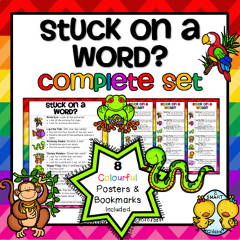 word attack stuck strategy bookmarks posters reading complete