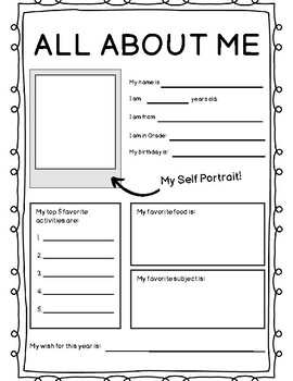 Student About Me Worksheet by MrsMillansMinions | TPT