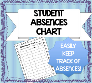 Preview of Student Absence Chart- Keep track of student absences!