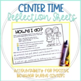Student Accountability Reflection Sheets for Positive Behavior During Centers
