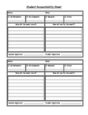 Student Accountability Sheet (Homework, Classwork, Behavio