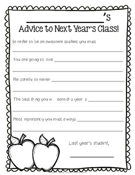 Advice Letters for Teacher & Next Year's Class of Students | TpT