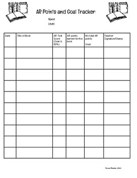 Preview of Student Reading Log