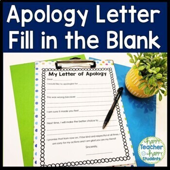 Preview of Apology Letter | Student Apology Letter Template | Guided Apology Note for Kids