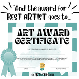 Student Art Award Certificates/Classroom Management Reward