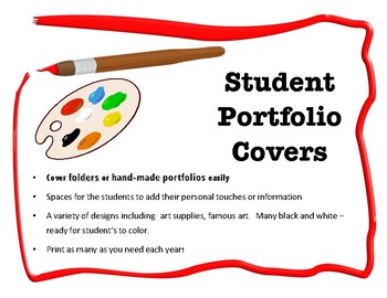 Preview of Student Art Folder or Portfolio Covers - several designs to choose from!