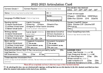 Preview of Editable Student placement Card, Matriculation, End of Year Student Placement